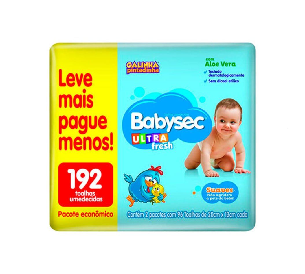 Toalha Umedecida Babysec Ultrafresh 192 Unidades (2 pacotes com 96 unidades cada)
