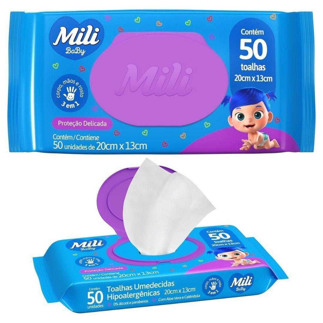Toalhinha Umedecida, Mili - 50 unidades