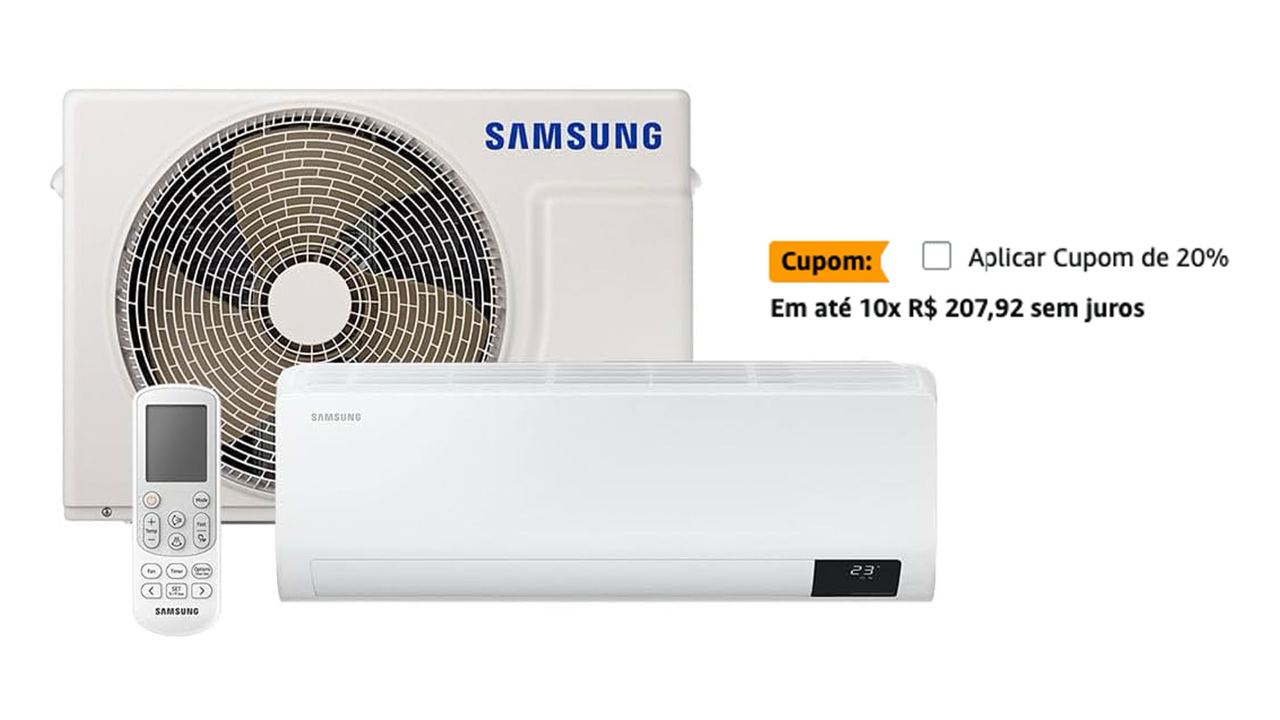 Ar-condicionado Split Samsung Digital Inverter Ultra 12.000 BTUs Frio AR12CVHZAWKNAZ Branco 220V Kit
