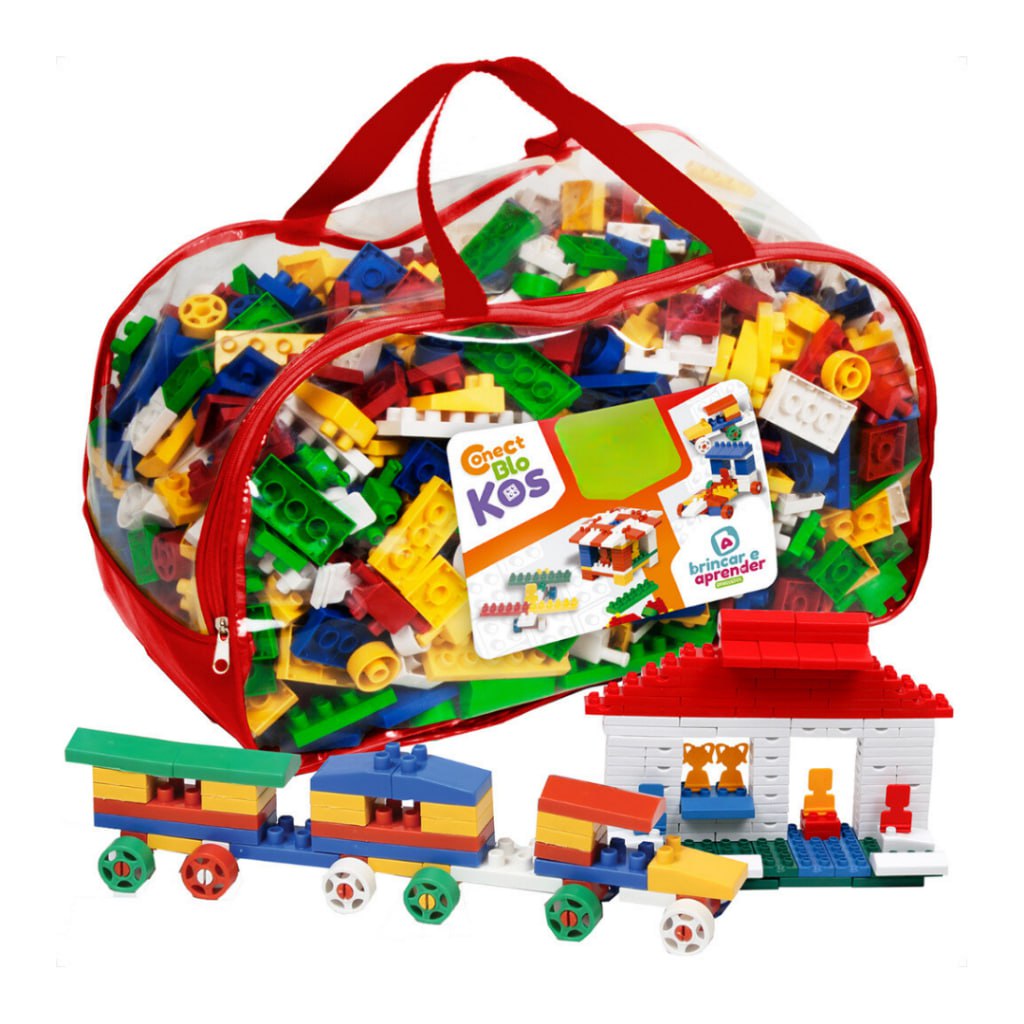 *Brinquedo Blocos de Montar com Rodinhas Casinha Caminhão Trem Meninas e Meninos 500 Peças*
