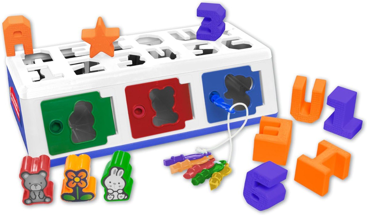 Brinquedos Estrela - Caixa encaixa Letras e Números, Multicolorido, Estrela Baby