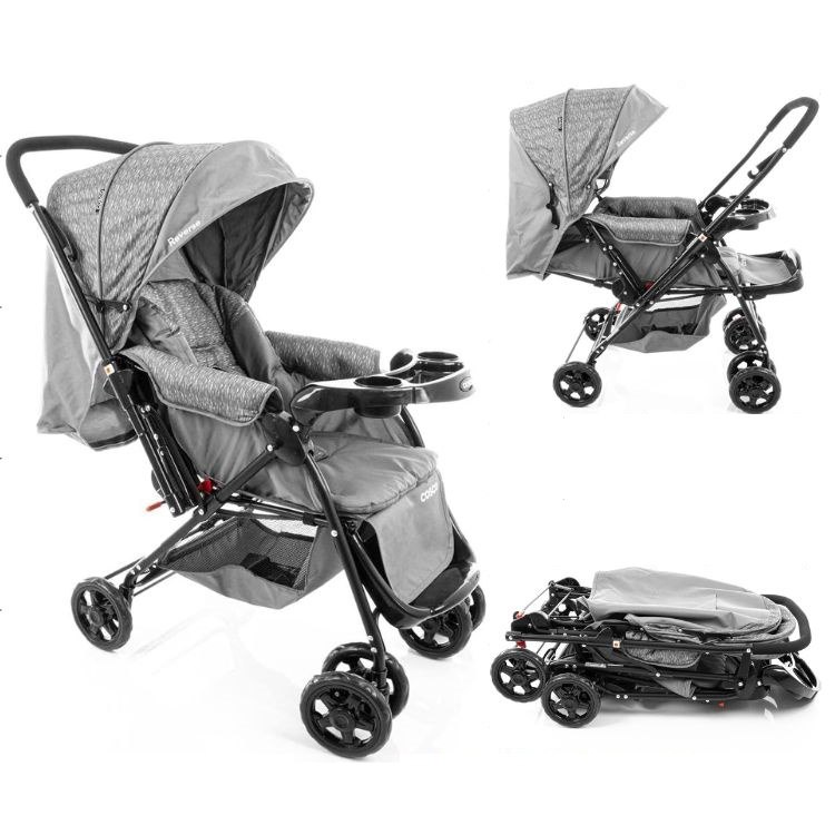 Carrinho de Bebê Reverse Cosco - Cinza Rajado