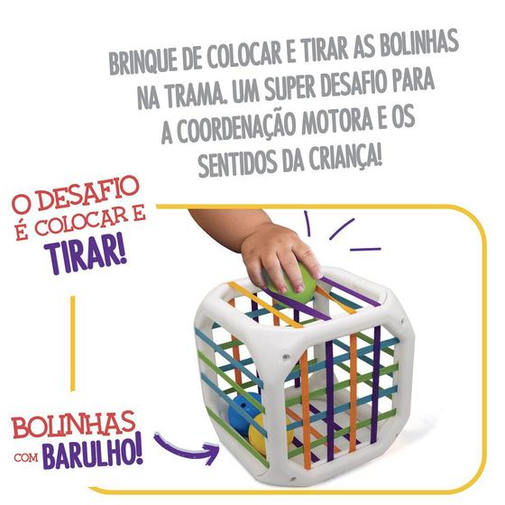 Cubo Entrelaçado, Elka, Cubo Branco com elásticos coloridos/bolinhas