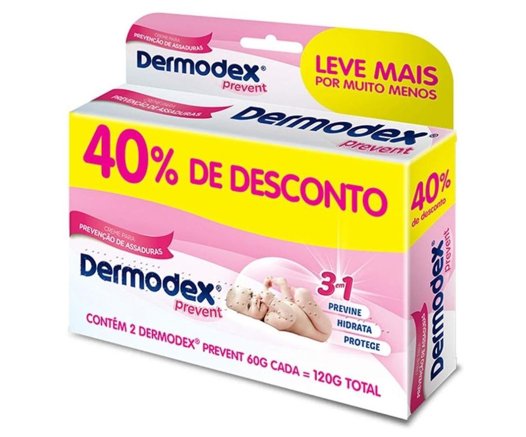 Dermodex Pomada Para Prevenção De Assaduras Prevent - 120G (2X60G) - 40% Na 2ª Unidades