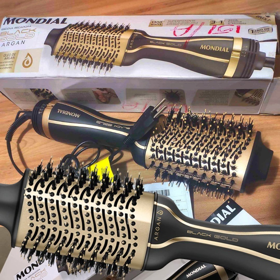 Escova Secadora Mondial Black Gold Argan ES-15 1200W Preta - Bivolt