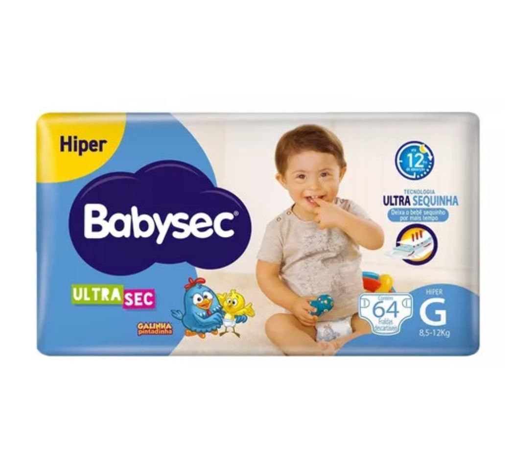 Fralda Babysec UltraSec Galinha Pintadinha G 64 unidades