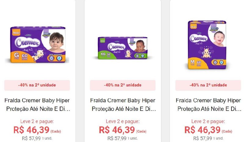 Fralda Cremer Baby Hiper Proteção Até Noite E Dia M, G, XG