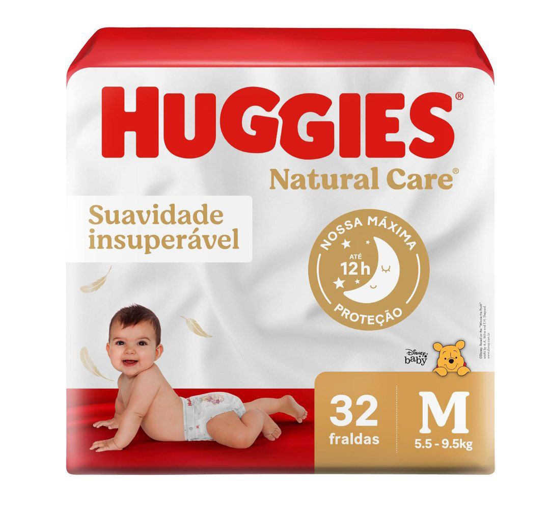 Fralda Huggies Natural Care M 32 Unidades