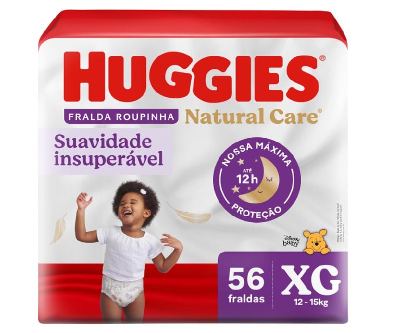 Fralda Huggies Natural Care Roupinha XG 56 unidades