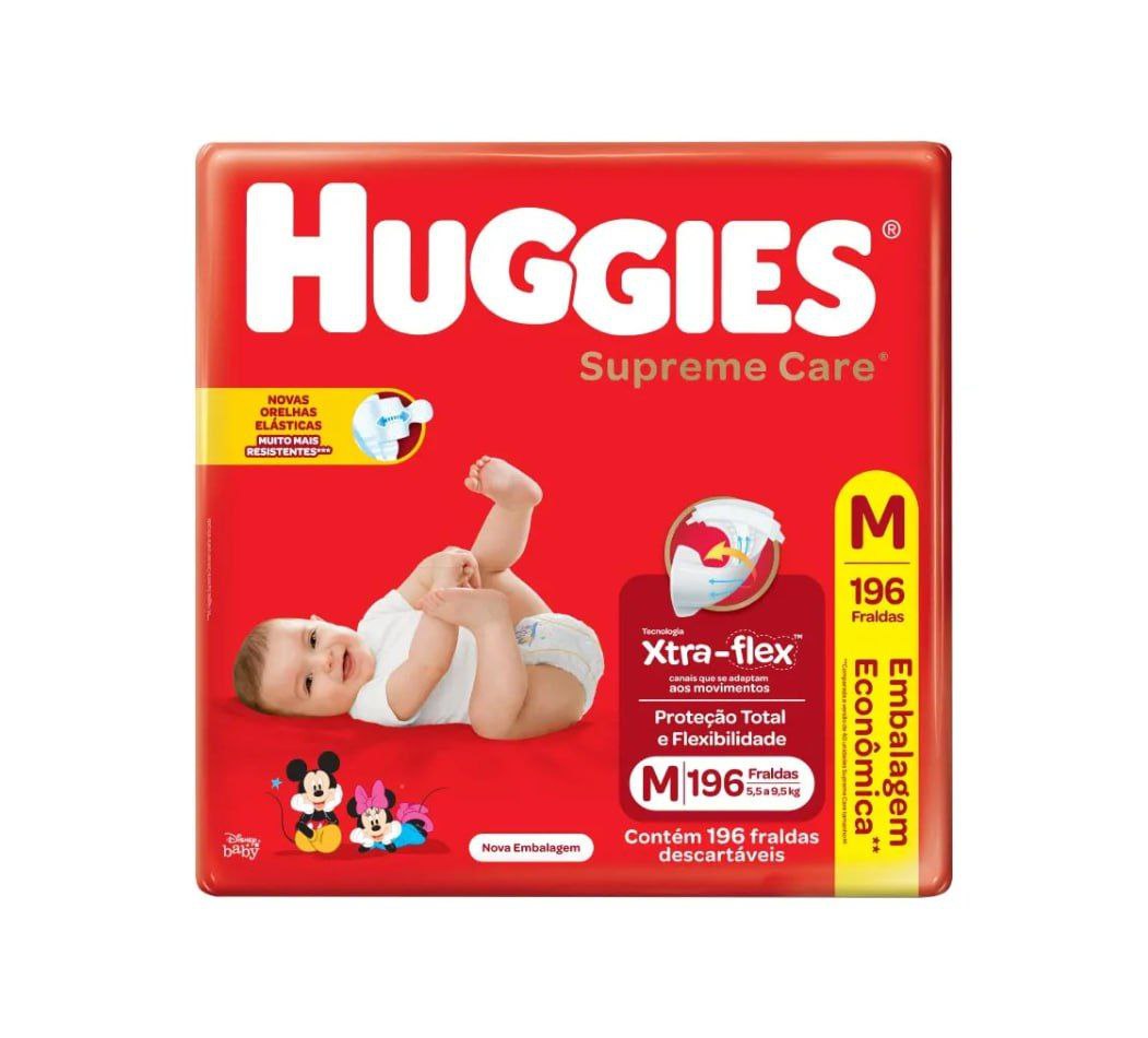 Fralda Huggies Supreme Care M 196 unidades