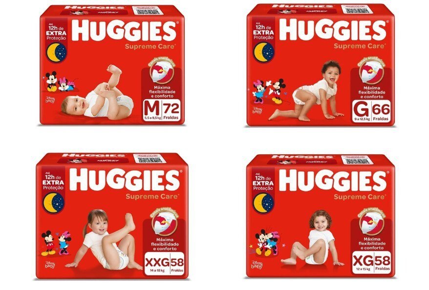 Fralda Huggies Supreme Care  M G XG e XXG