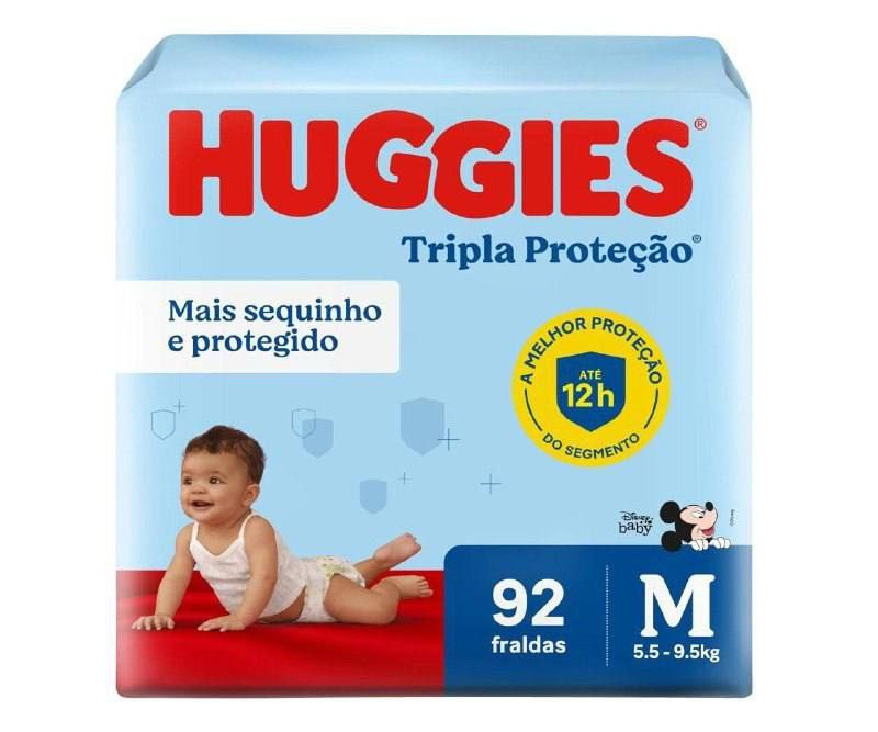 Fralda Huggies Tripla Proteção  M com 92 unidades