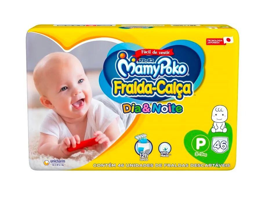 Fralda Mamypoko Calça Dia & Noite Mega P com 46