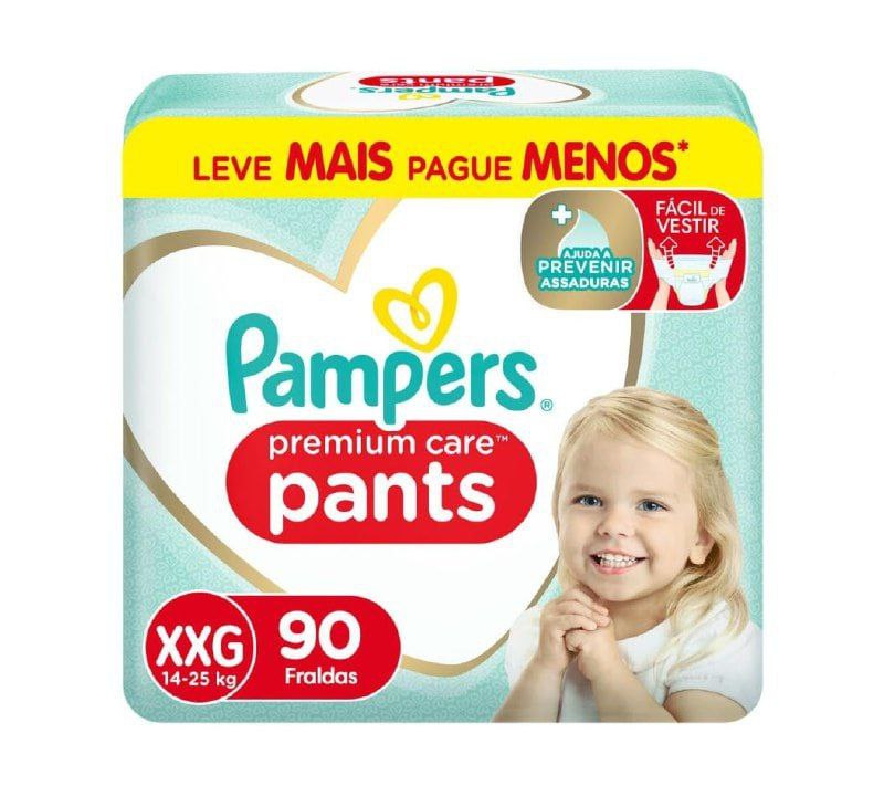 Fralda Pampers Premium Care Pants XXG 90 unidades