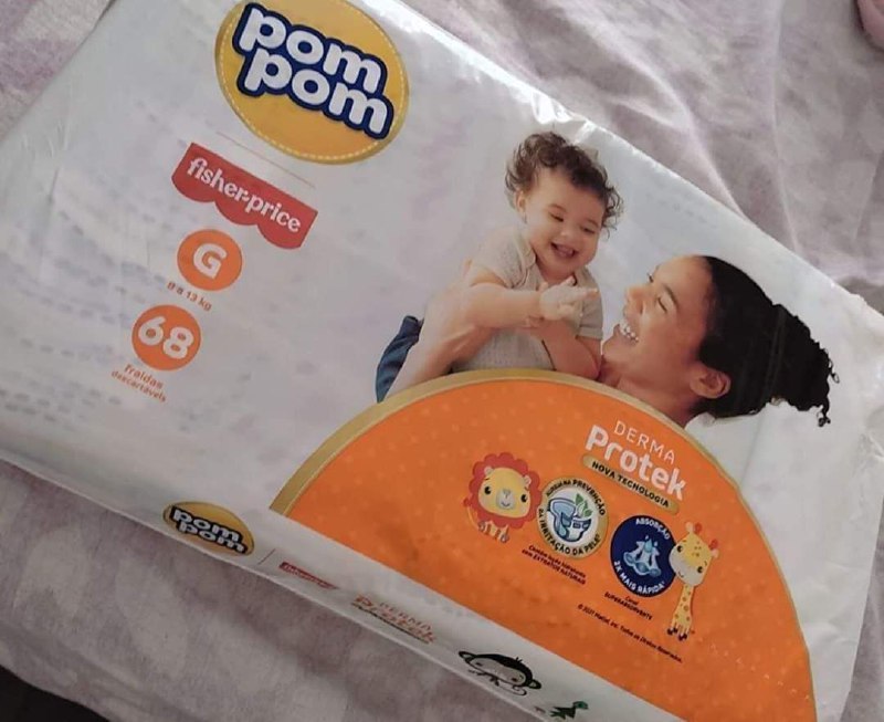 Fralda Pom Pom Protek Proteção de Mãe Hiper G 68 Unidades