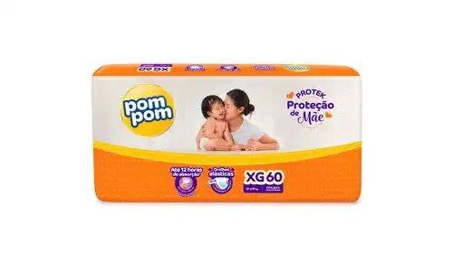 Fralda Pom Pom Protek Proteção de Mãe Hiper XG 60 Unidades