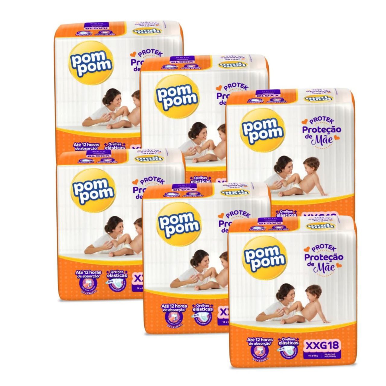 Fralda Pom Pom Protek Proteção de Mãe Jumbo XXG 108 Unidades