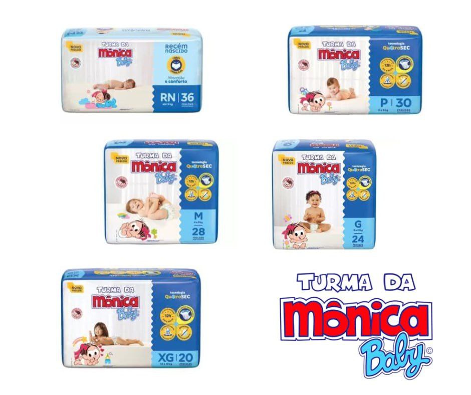 Fralda Turma da Mônica Baby Jumbo (Rn ao XG)