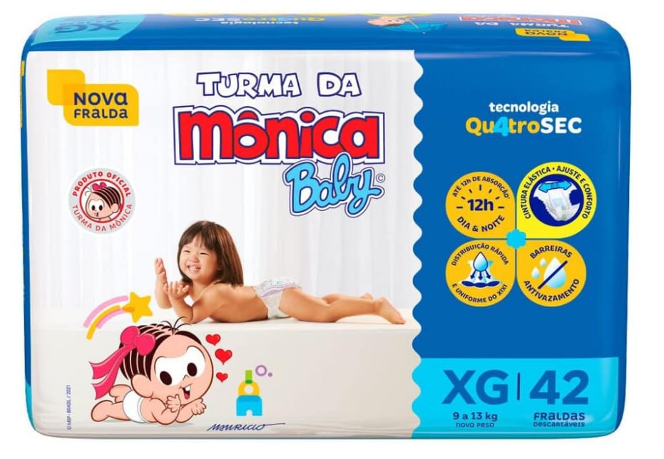 Fralda Turma da Mônica Baby Mega XG 42 Unidades