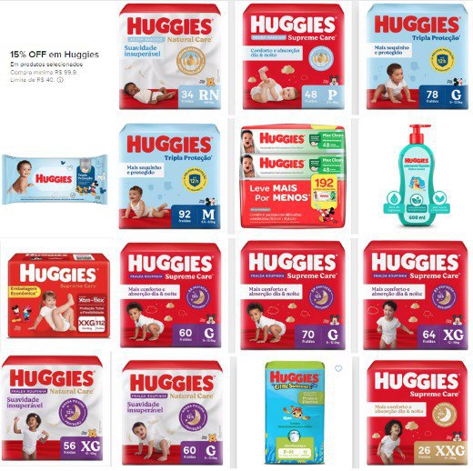 Huggies - Seleção com 15% OFF em compras acima de R$99