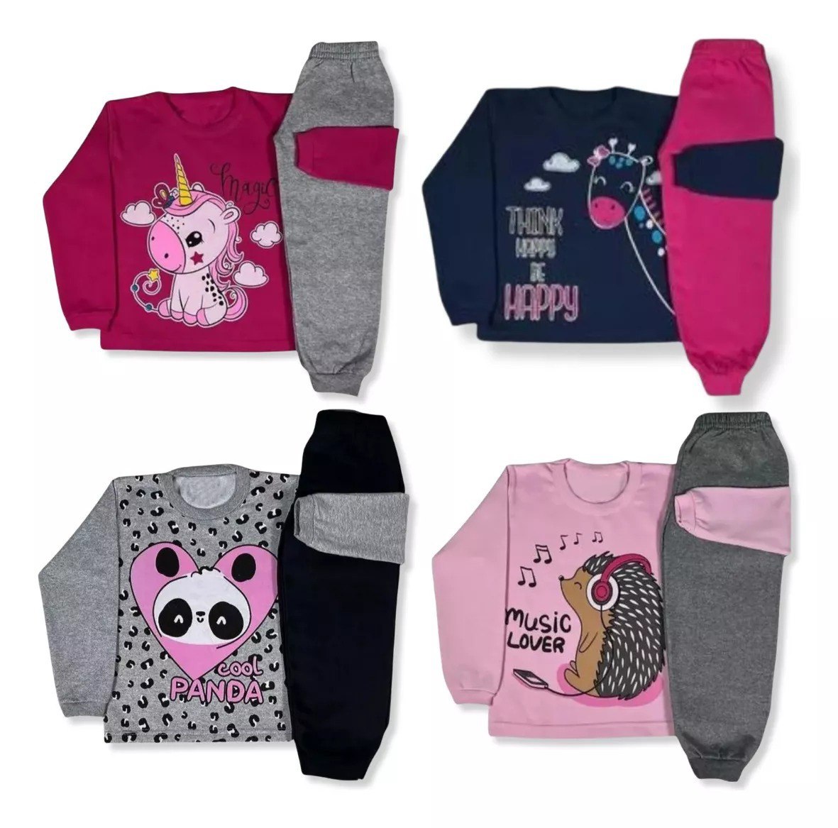 Kit 4 conjuntos moletom Menina (1 ao 8)