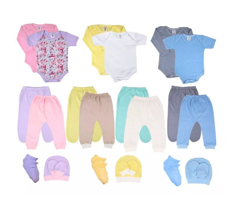 Kit Enxoval maternidade 23 peças (Menino e menina) (P ao G)