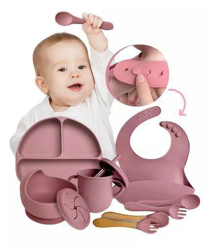 Kit Prato Infantil De Silicone C/ Copo Talher Babador Tigela
