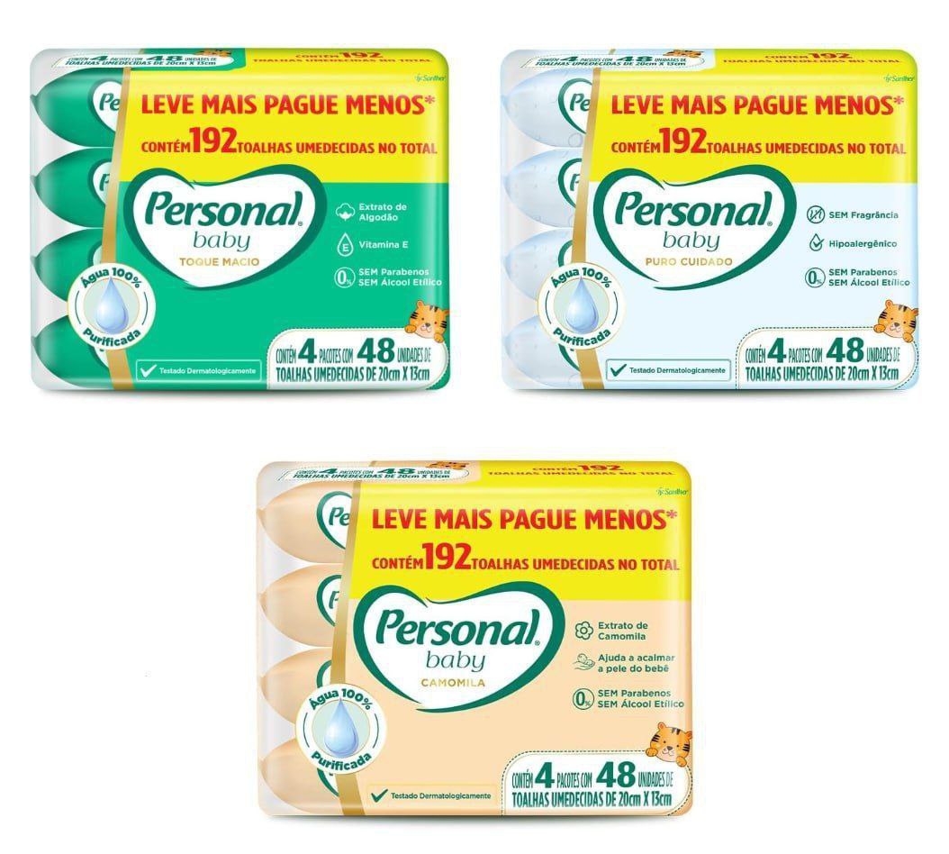 Kit Toalha Umedecida Personal Baby 192 unidades