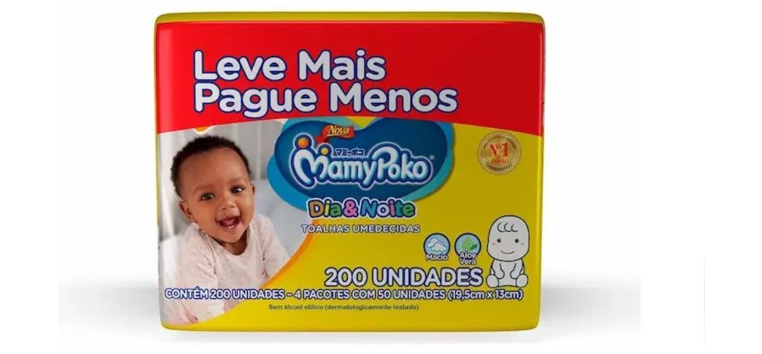 Lenço Umedecido Mamypoko Dia&Noite - 200 unidades