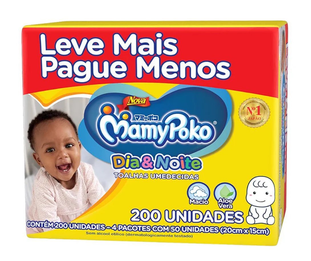 Lenço Umedecido Mamypoko Dia&Noite 200 unidades