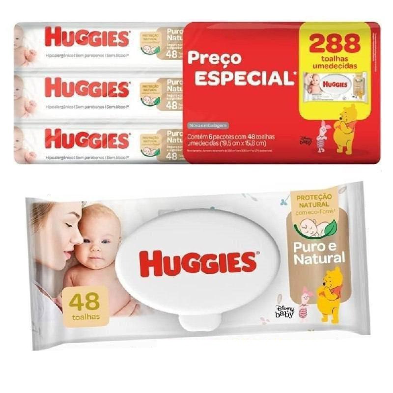 Lenços Umedecidos Huggies Puro e Natural - 288 lenços (Kit com 6 pacotes)