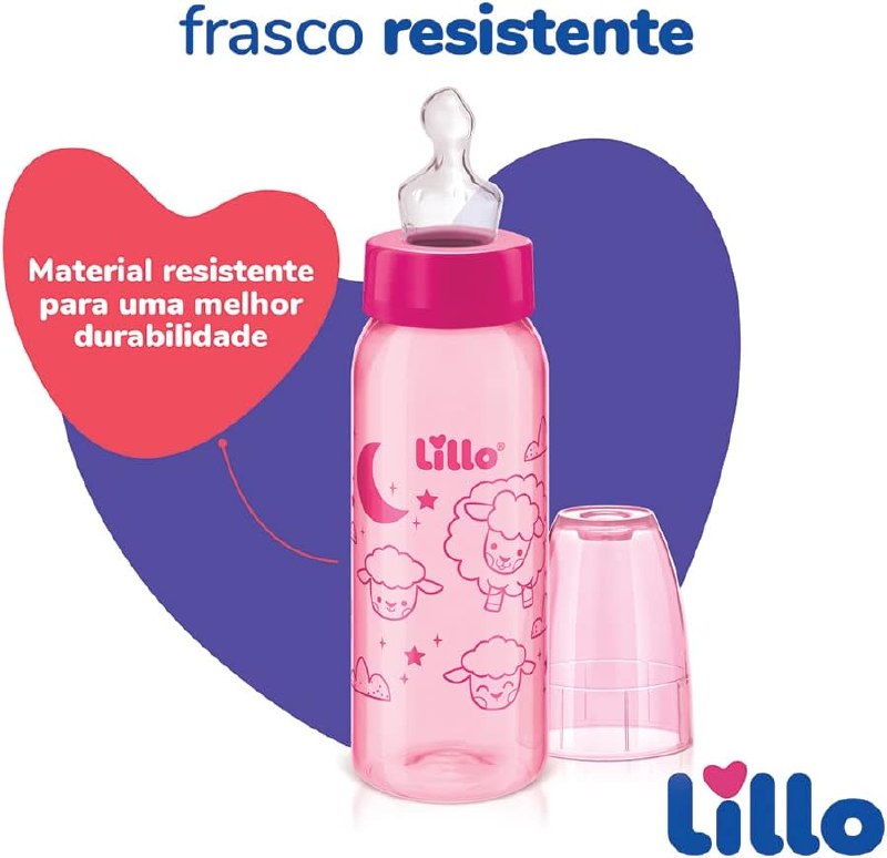 Mamadeira Divertida Silicone, Lillo, Rosa