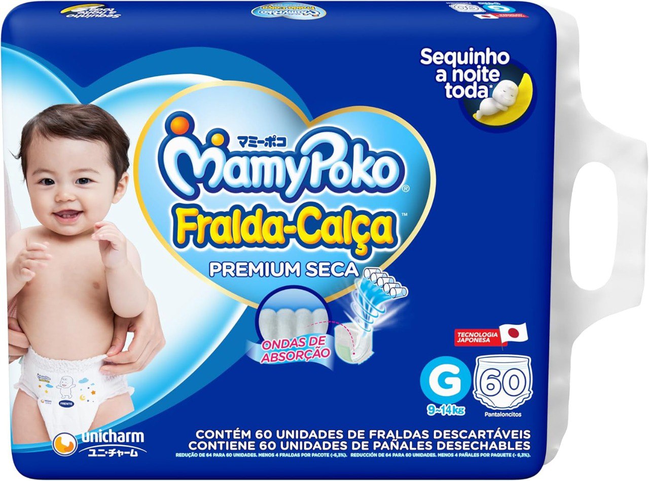 MamyPoko Fralda-Calça Premium Seca G 60 Unidades L (60 Contagem)
