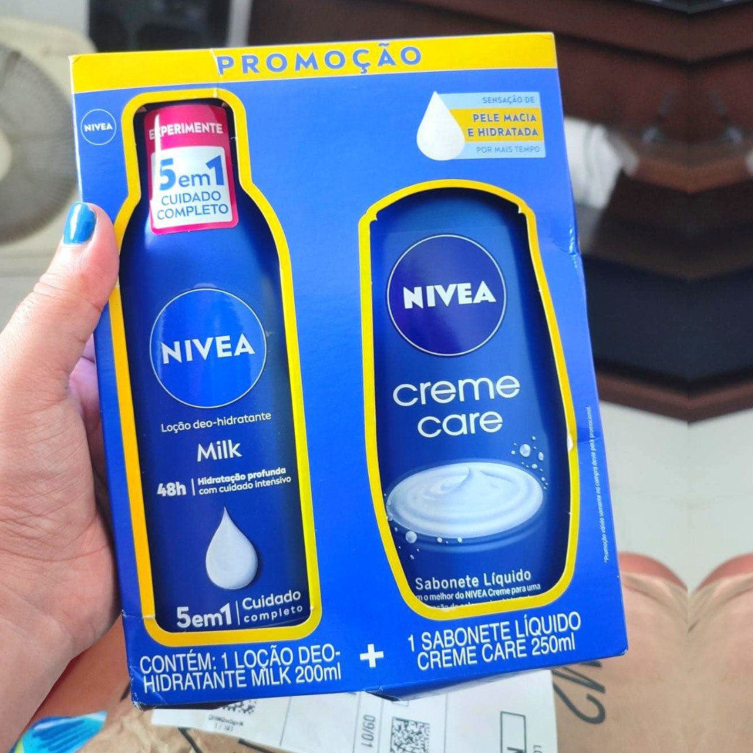 💠 NIVEA Kit Loção Hidratante Milk Pele Seca a Extrasseca 200ml + Sabonete Líquido Creme Care 250ml