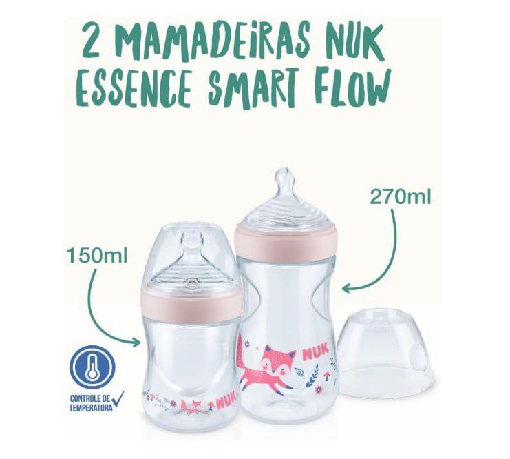 NUK Kit De Mamadeiras Anticólica Essence 150/270Ml - Rosa