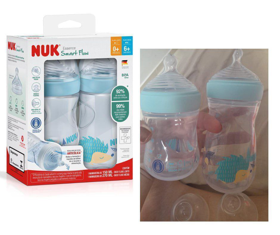 NUK Kit De Mamadeiras Anticólica Essence Smart Flow 150 E 270Ml - Azul