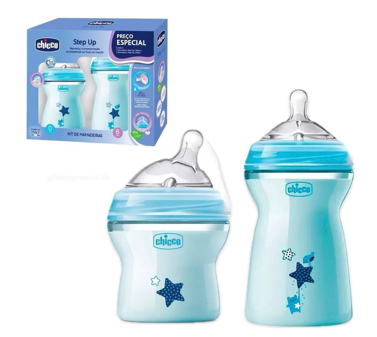 Pack 2 Mamadeiras Step Up 150ml + 330ml Azul Chicco