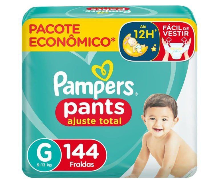 Pack Pampers Ajuste Total Fralda G 144 unidades