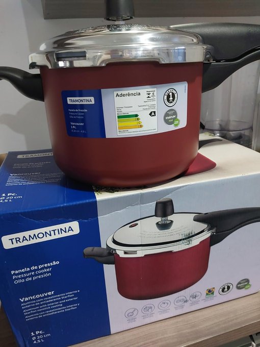Panela de Pressão Tramontina Vancouver 4,5 Litros Alumínio - Vermelho