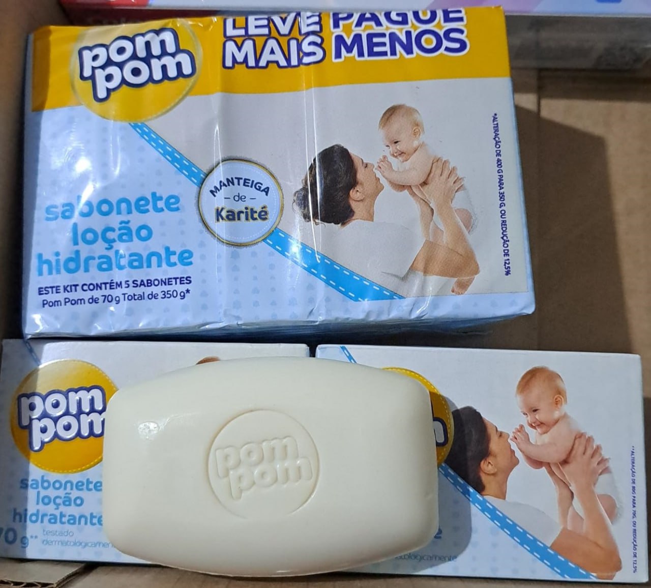 Pom Pom Leve Mais Pague Menos, Kit Sabonete Hidratante, 70g cada - Total 350 g (Kit com 5 sabonetes)