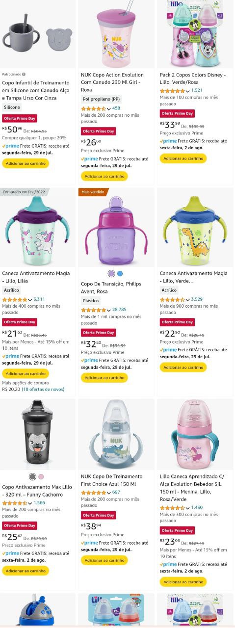 Seleção de Copos infantis para meninos e meninas