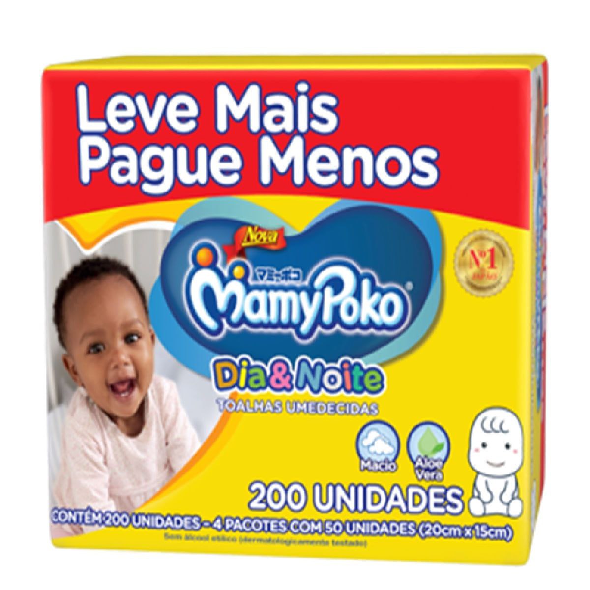 Toalha Umedecida MamyPoko Dia e Noite - 200 Unidades