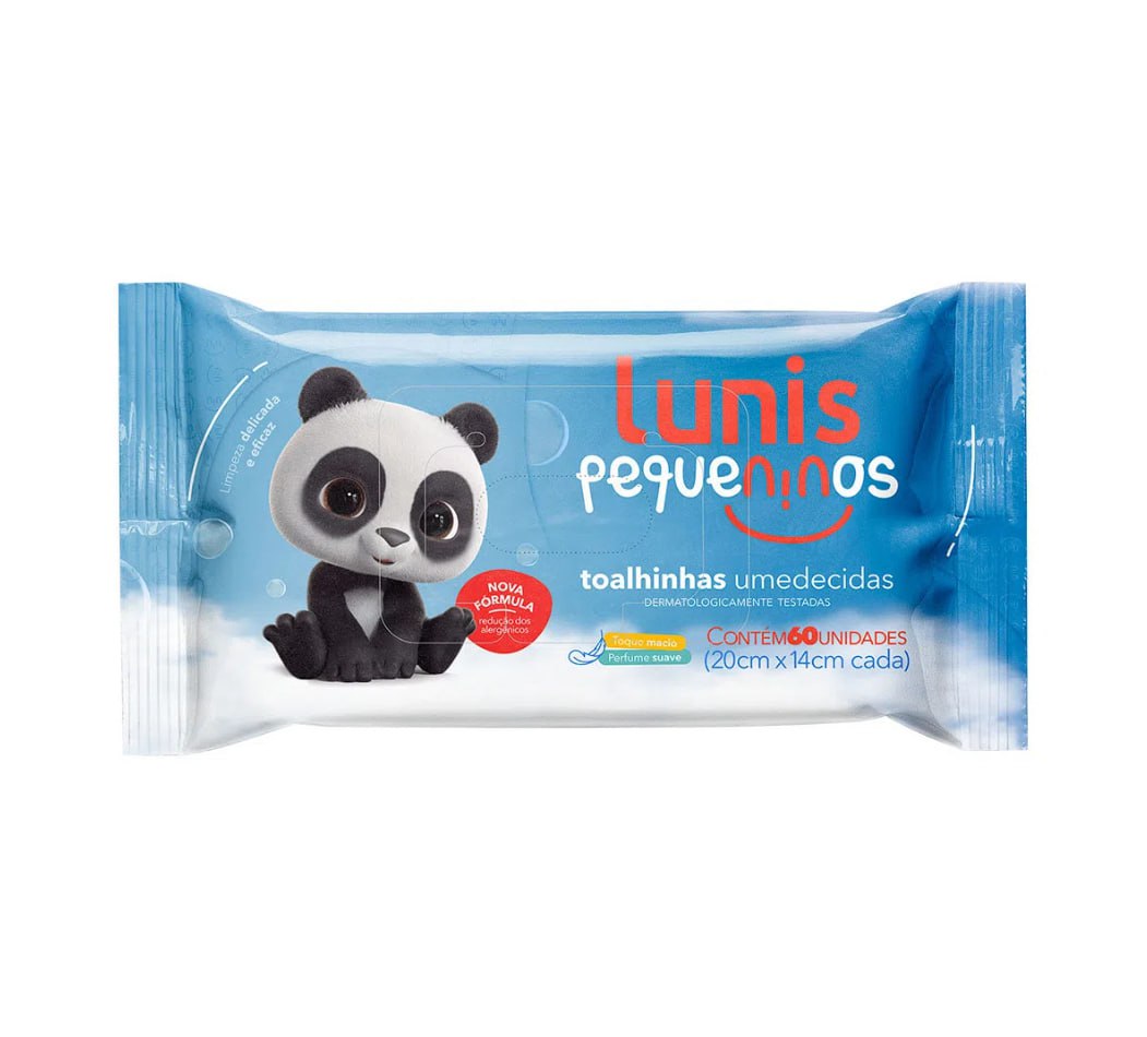 Toalhinhas Umedecidas Lunis Pequeninos Com 60 Unidades