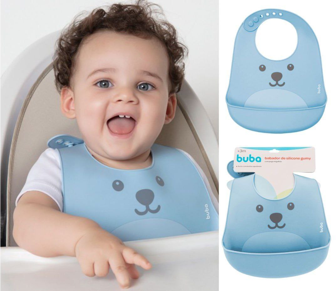 Babador de Silicone Buba Gumy Com Pega Migalhas - Azul