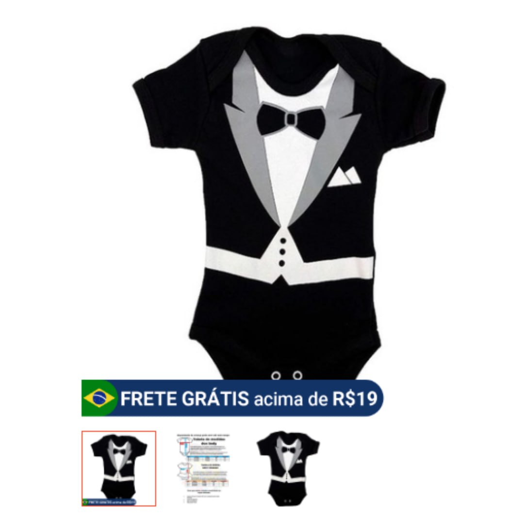Body Temático Bebê Smoking Poderoso Chefinho