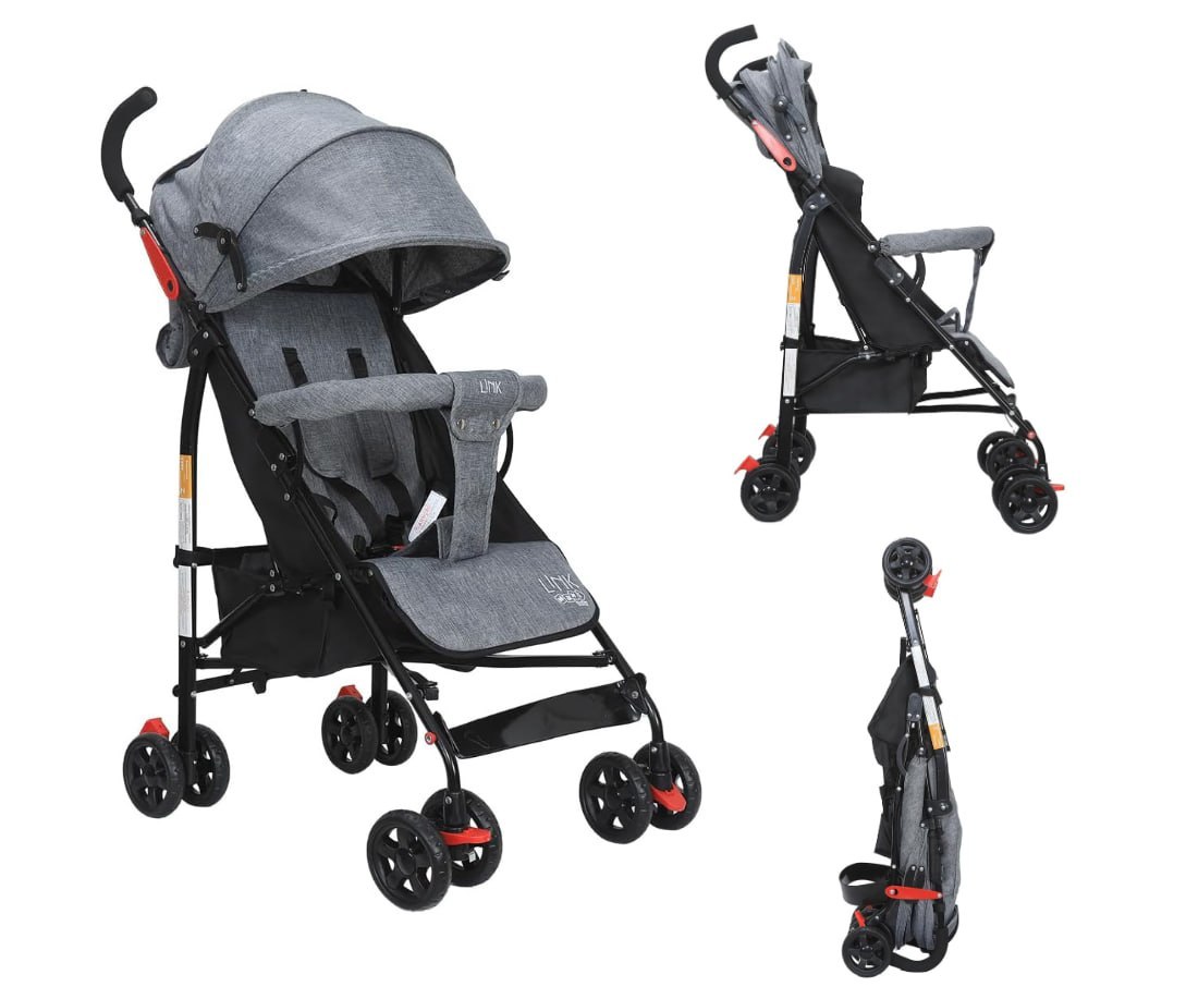 Carrinho de Bebê Guarda Chuva LINK Até 15kgs (Cinza) Maxi Baby