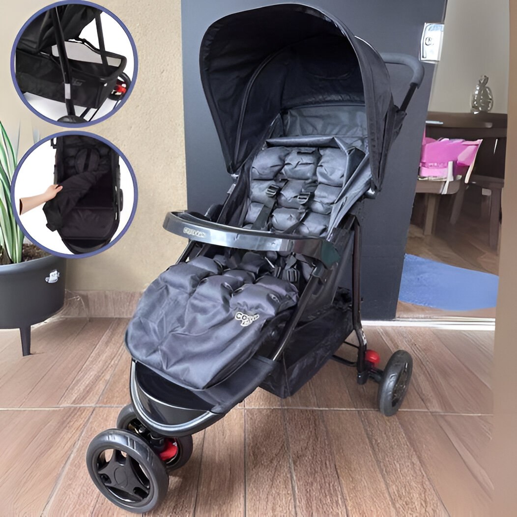 Carrinho De Bebê Toffy Cosco Kids - 0 À 15 Kg - Preto Absoluto