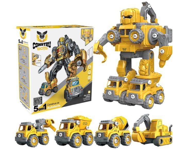 Carrinho Robô 5 Em 1 Monta Desmonta Construbots
