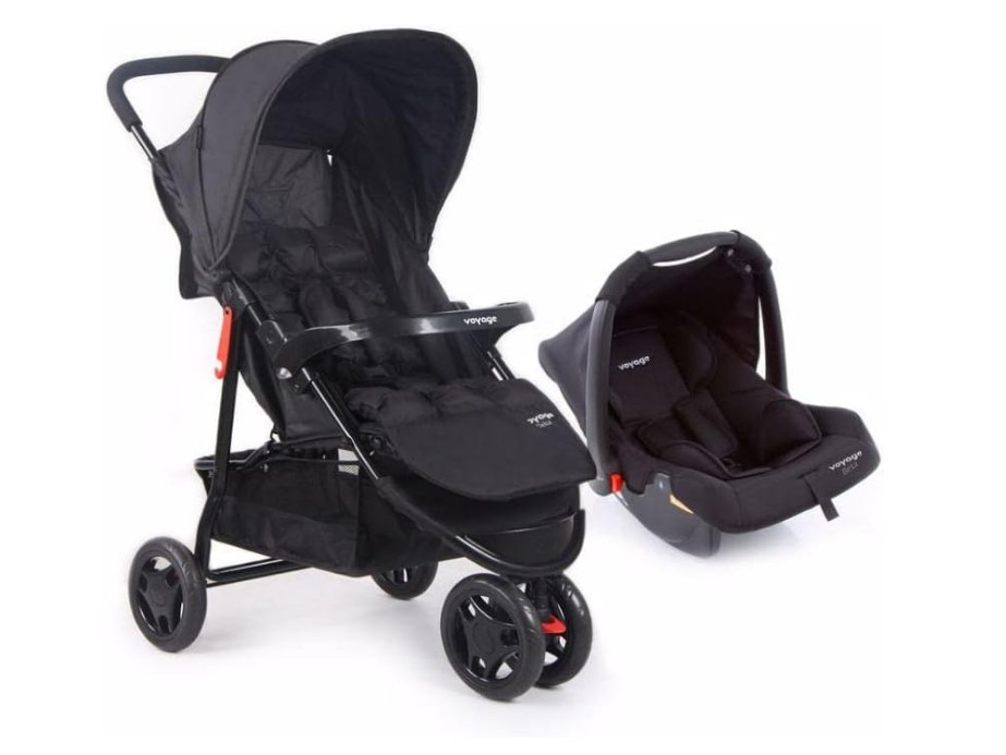 Carrinho Travel System + Bebê Conforto Delta Duo Pro Preto - Voyage