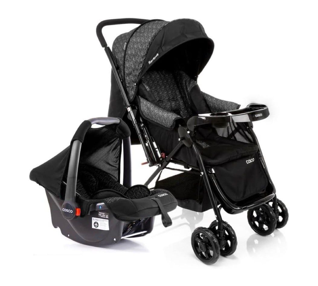 Carrinho Travel System Reverse + Bebê Conforto Cosco Preto